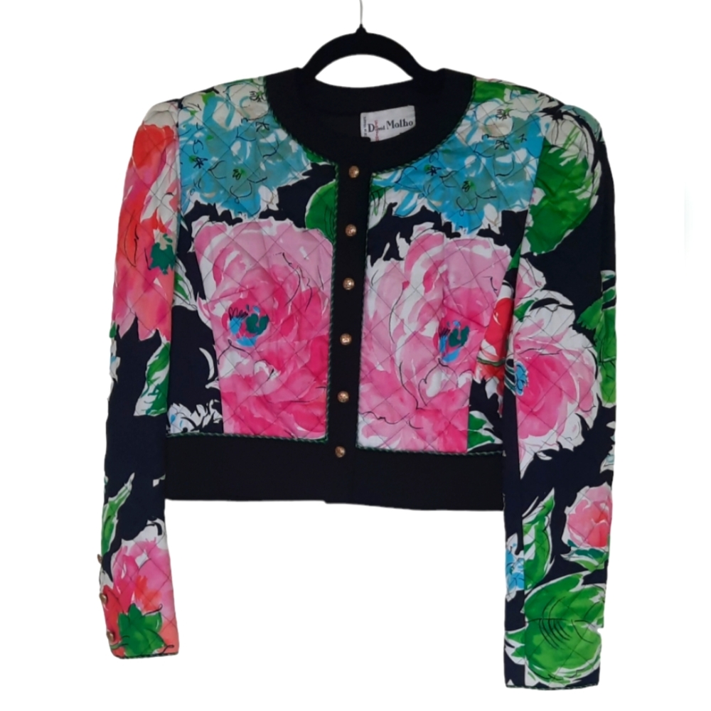 DAVID MOLHO PARIS CREATION Vintage Cropped Quilted Jacket Sz 42 | 12 | M